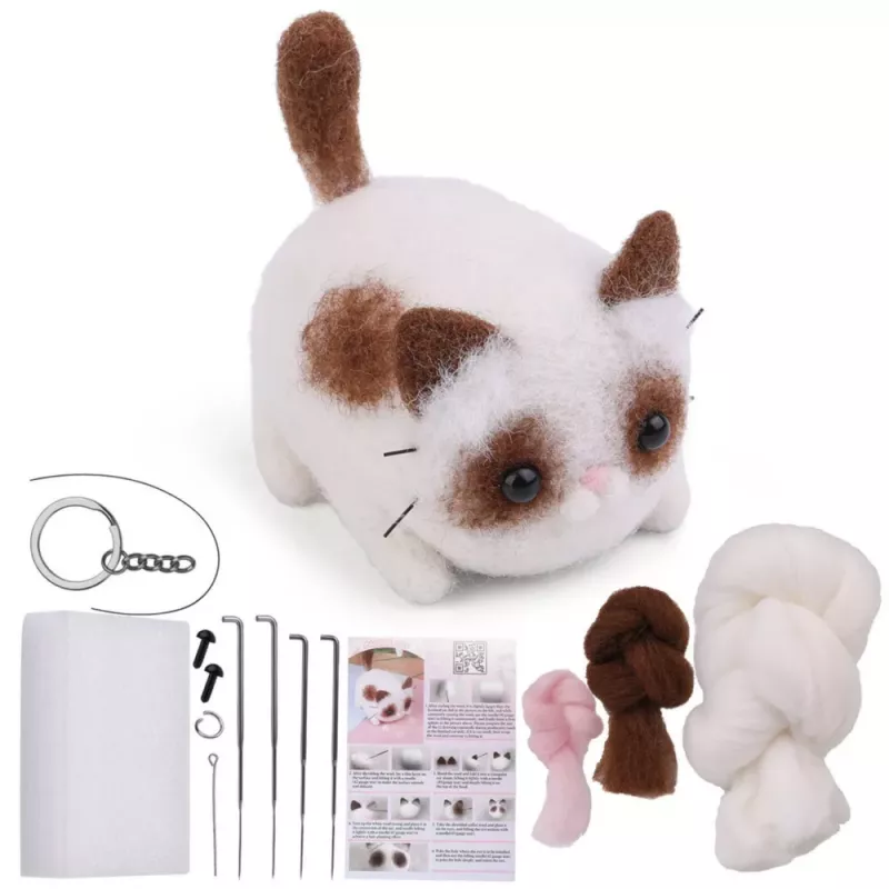 LEAN TOYS Kit de Feltragem DIY - Lã Penteada Cão Gato Mistura