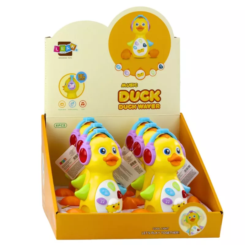 LEAN TOYS Pato Musical Interativo para Bebés, move-se, ilumina, amarelo