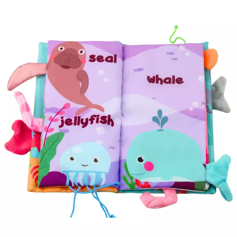 LEAN TOYS Livro Sensorial Macio Animais Marinhos Farfalhante Apito