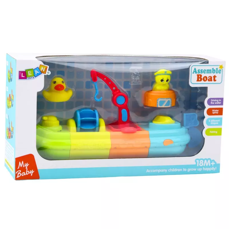 LEAN TOYS Brinquedo de Banho Barco Navio Grua Colorida Gancho Pato Tartaruga