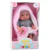 LEAN TOYS Boneca Bebé com Pijama cinzento com Manta de Coelho rosa, 23 cm