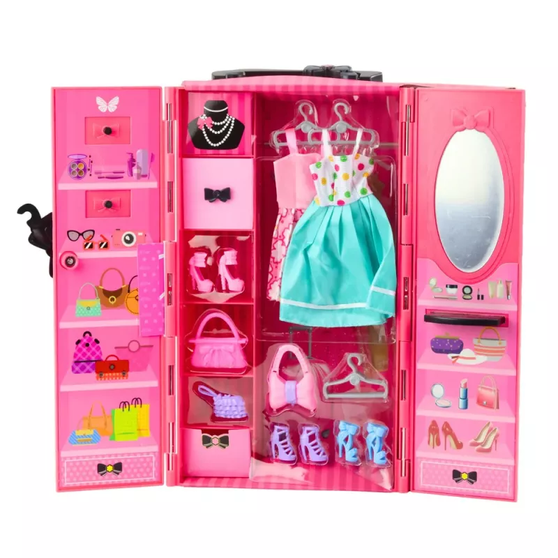 LEAN TOYS Boneca com Acessórios de Guarda-roupa, Vestidos rosa, Conjunto de Boneca de Moda para Vestir
