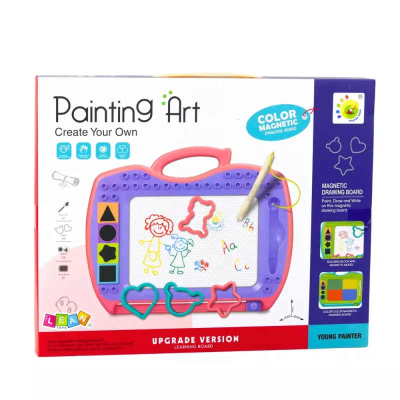 LEAN TOYS Quadro Magnético com Carimbos Deslizantes Motivos rosa