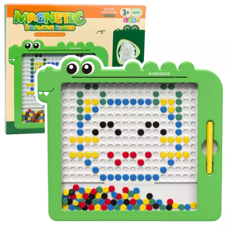 LEAN TOYS Puzzle de Quadro Magnético Mosaico Dinossauro verde Cartões 20 Desenhos