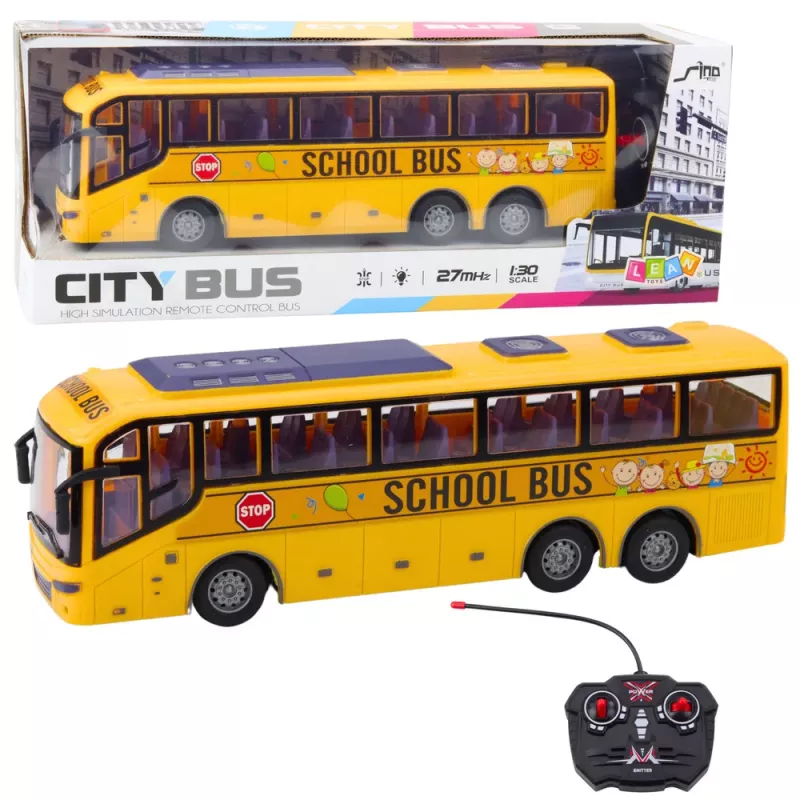 LEAN TOYS Autocarro Escolar RC 1:30 Controlo Remoto com Luzes amarelo