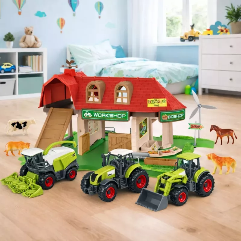 LEAN TOYS Celeiro de Quinta Tratores Figuras Animais Conjunto 42 peças