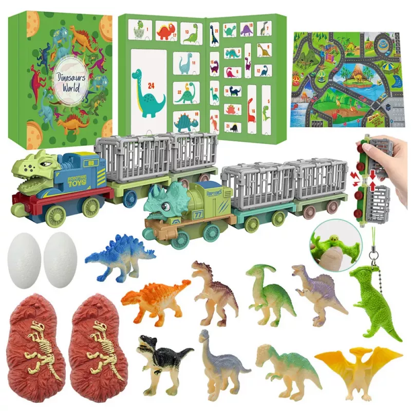 LEAN TOYS Calendário do Advento para Crianças Figuras de Dinossauros Acessórios