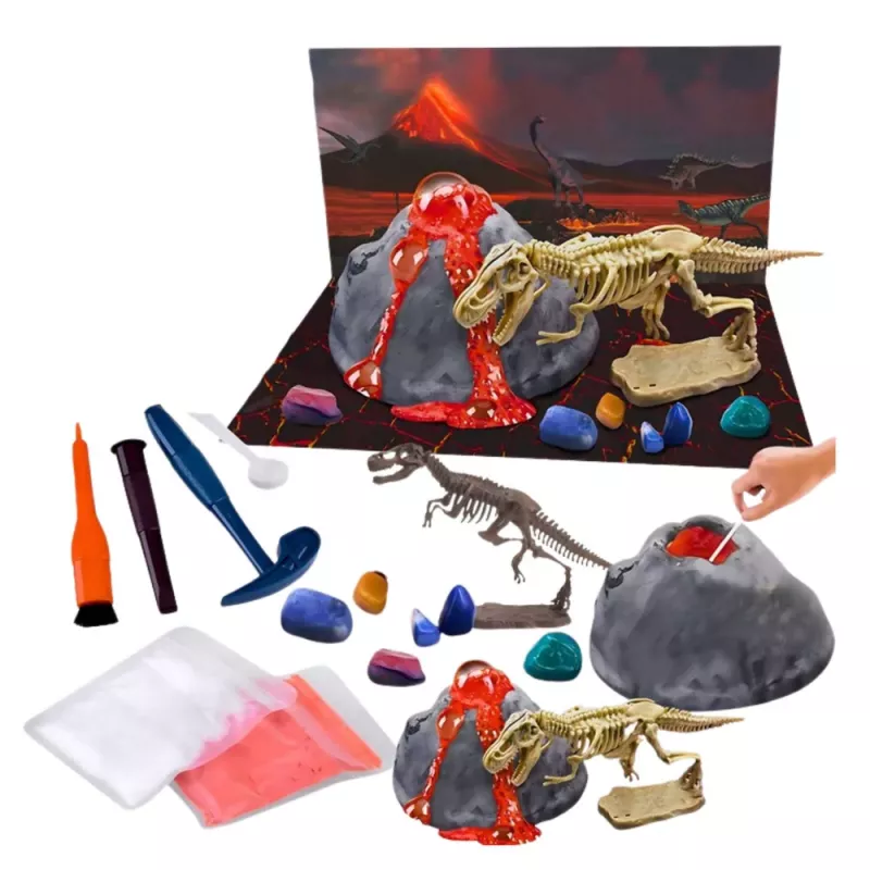 LEAN TOYS Kit Educativo Experiência de Vulcão em Erupção Dinossauros