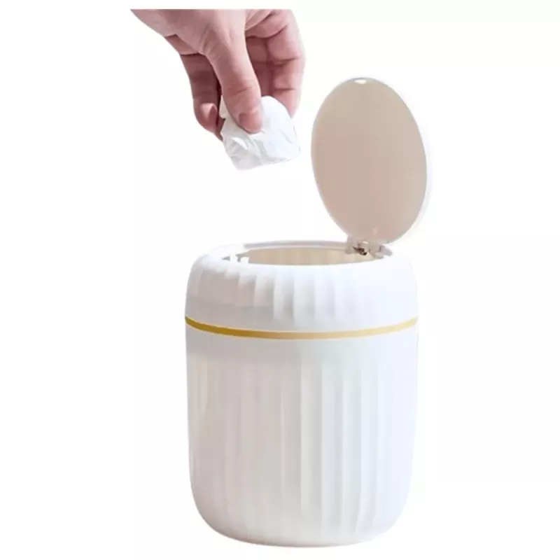 LEAN Mini Caixote do Lixo Tampa Abertura Universal Elegante Branco