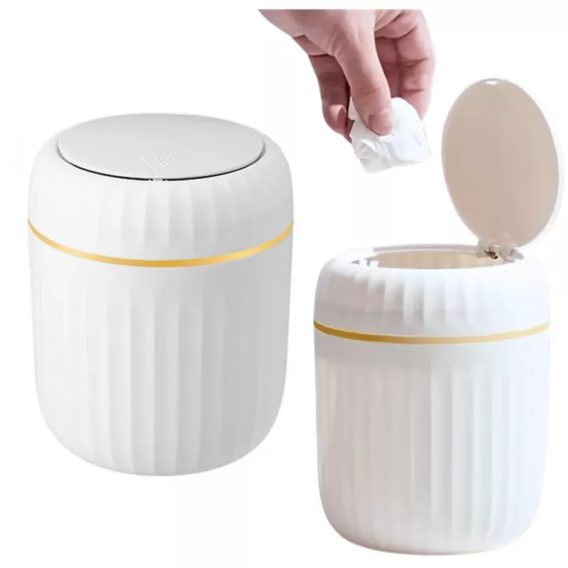 LEAN Mini Caixote do Lixo Tampa Abertura Universal Elegante Branco
