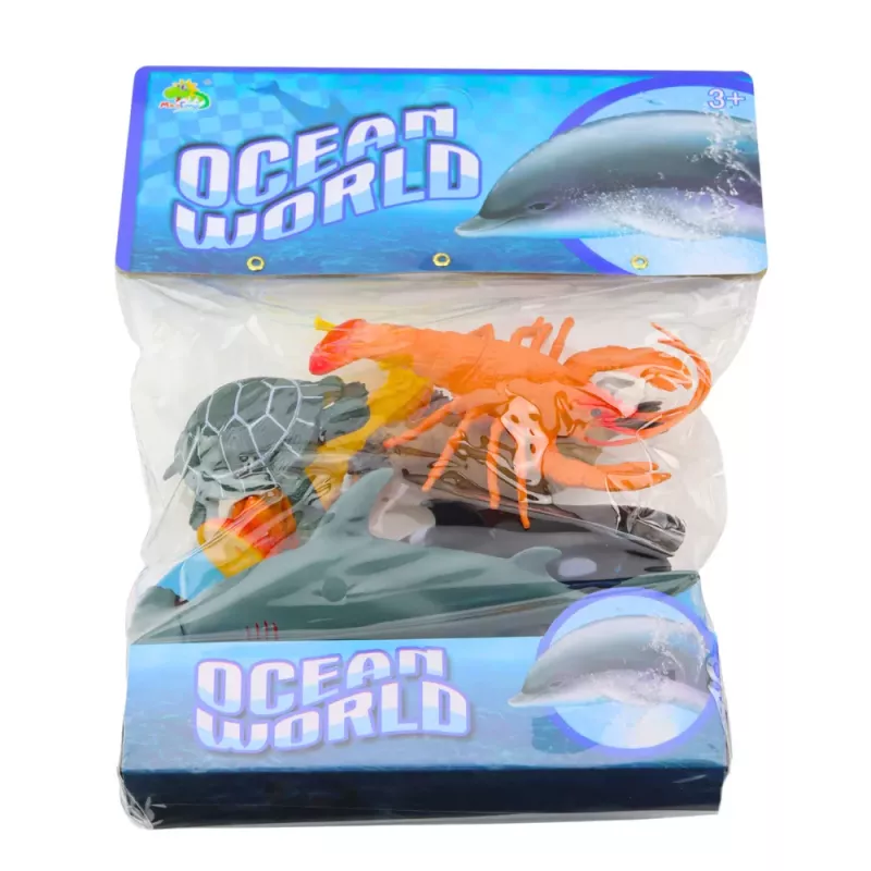 LEAN TOYS Conjunto de Figuras de Animais Marinhos: Tubarão, Tubarão-Martelo, Orca, Cavalo-Marinho, Lagosta, Tartaruga, 6 unid.