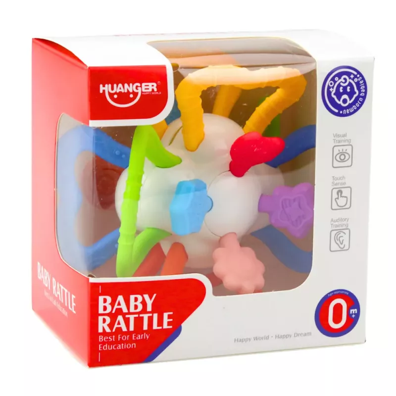 LEAN TOYS Brinquedo Sensorial Rotativo para Bebés Mordedor Colorido