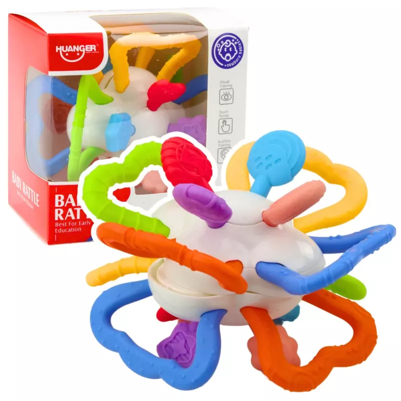 LEAN TOYS Brinquedo Sensorial Rotativo para Bebés Mordedor Colorido