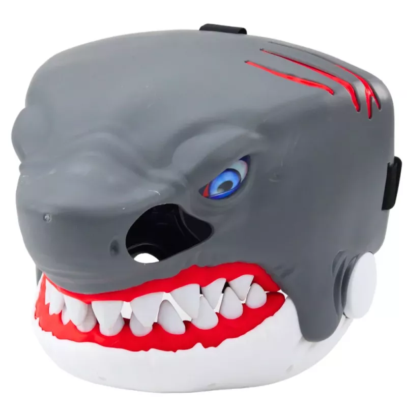 LEAN TOYS Máscara de Tubarão com Boca Articulada, Luzes e Sons, Correia Ajustável