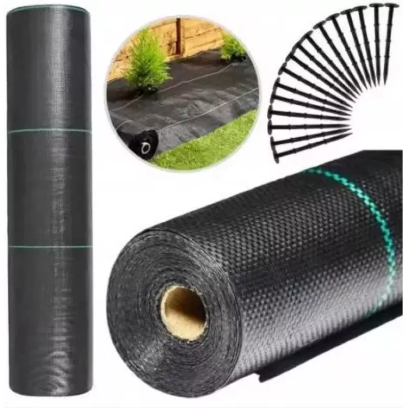 LEAN Agrotextil Preto 160 cm x 50 m UV 90 g Anti-ervas Agrotextil + Ancoragens