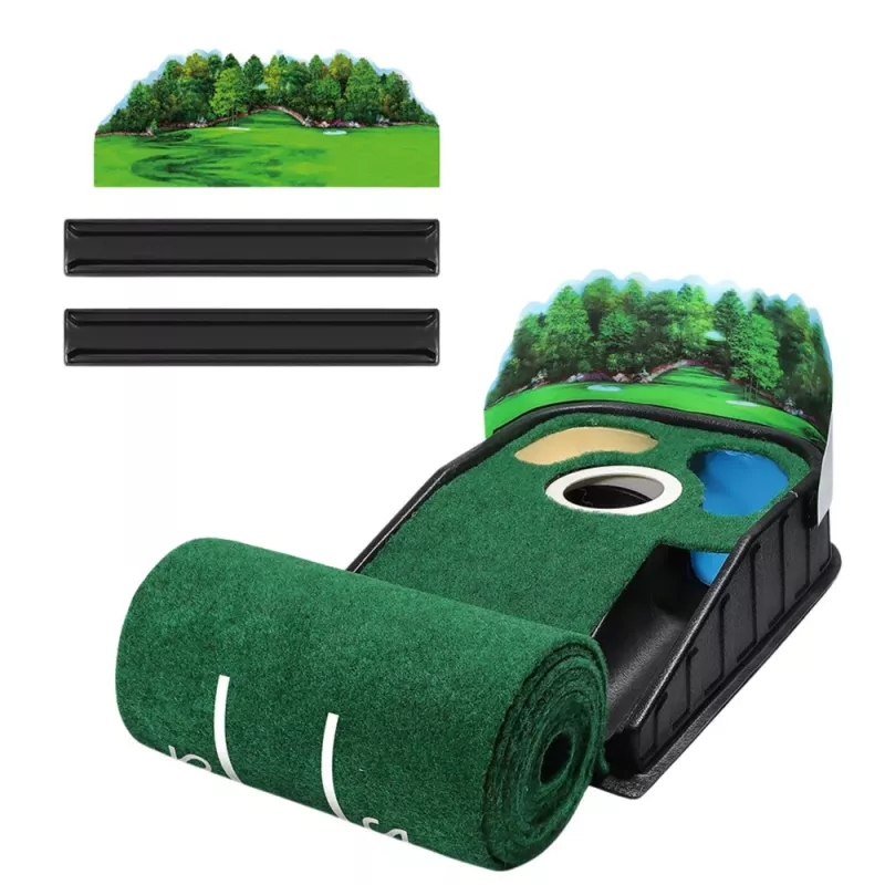 LEAN TOYS Tapete de treino de golfe em feltro, 3 buracos, 175 cm