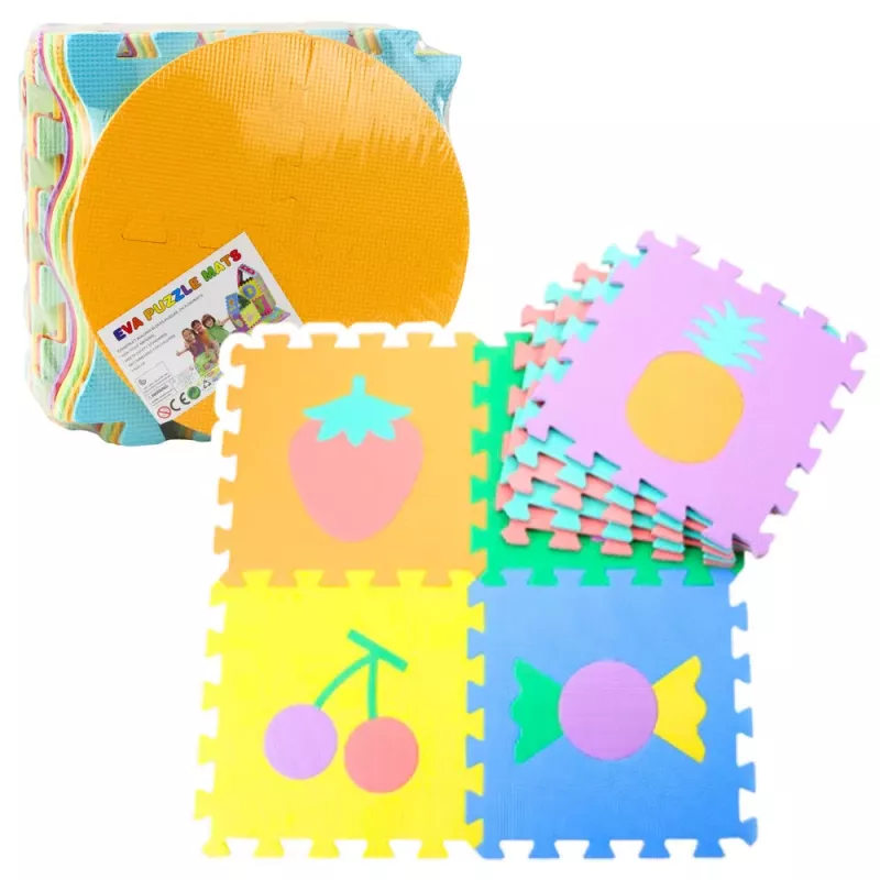 LEAN TOYS Tapete de aprendizagem puzzle macio Espuma EVA Frutas Doces Colorido 16 unid.