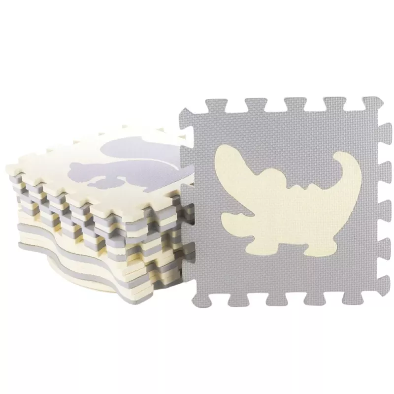 LEAN TOYS Tapete educativo puzzle macio Animais Espuma EVA Bege Cinzento 9 unid.