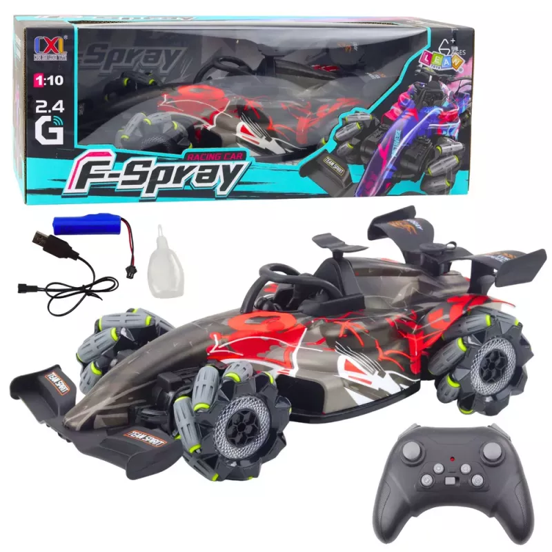 LEAN TOYS Carro de corrida RC telecomandado 1:10 Luzes Sons Vapor Vermelho