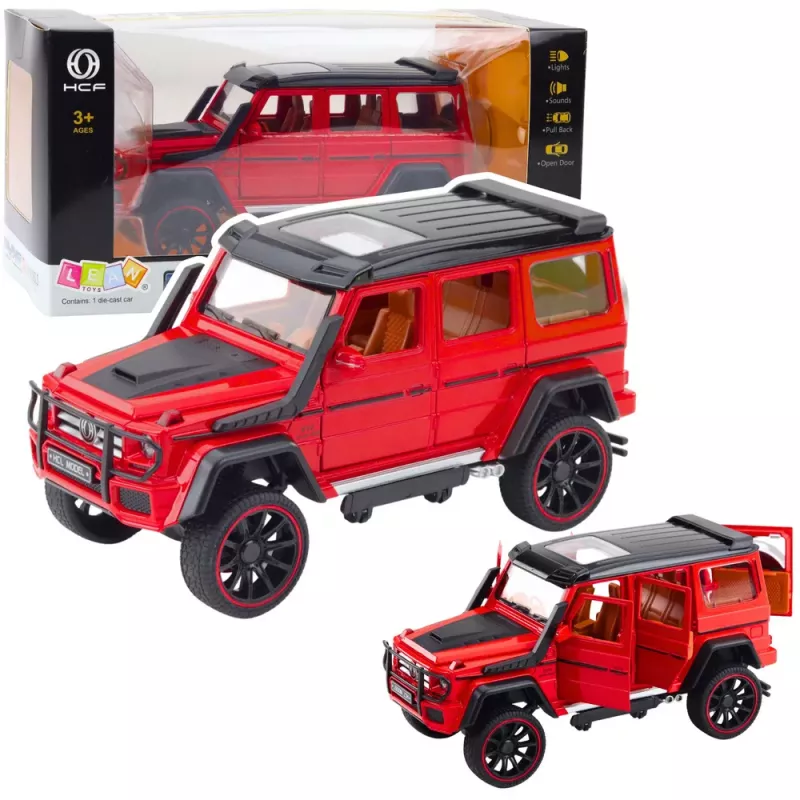 LEAN TOYS Carro todo-o-terreno Metal Retrocesso Portas que abrem Vermelho 1:22