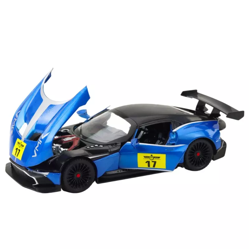 LEAN TOYS Carro desportivo de metal Luzes Sons Motor Azul 1:22