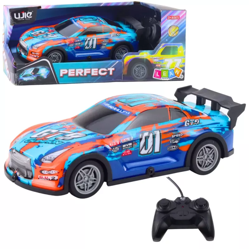 LEAN TOYS Carro de corrida telecomandado com carroçaria iluminada Laranja e Turquesa