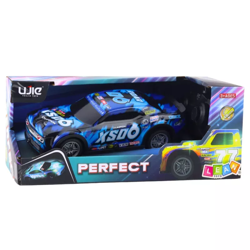LEAN TOYS Carro de corrida RC com carroçaria iluminada Preto e Azul