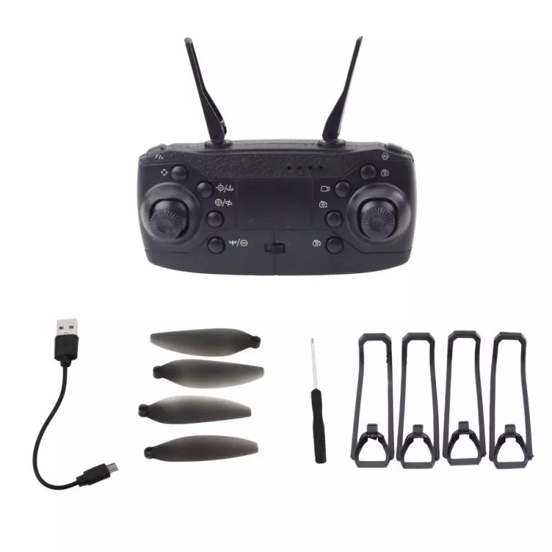 LEAN TOYS Drone Y329 Câmara HD WiFi FPV Quadricóptero com luzes LED, controlo por App, Preto Carbono