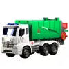 LEAN TOYS Camião de lixo grande com função de elevação, 2 contentores, luzes, sons, verde, 1:10