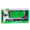 LEAN TOYS Camião de lixo grande com função de elevação, 2 contentores, luzes, sons, verde, 1:10