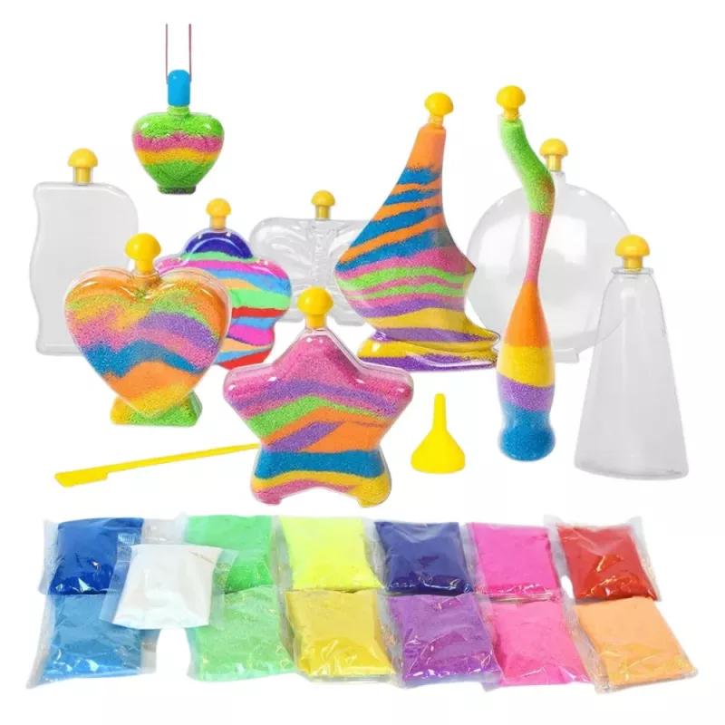 LEAN TOYS Kit criativo de areia mágica DIY com decorações de areia, areia luminosa