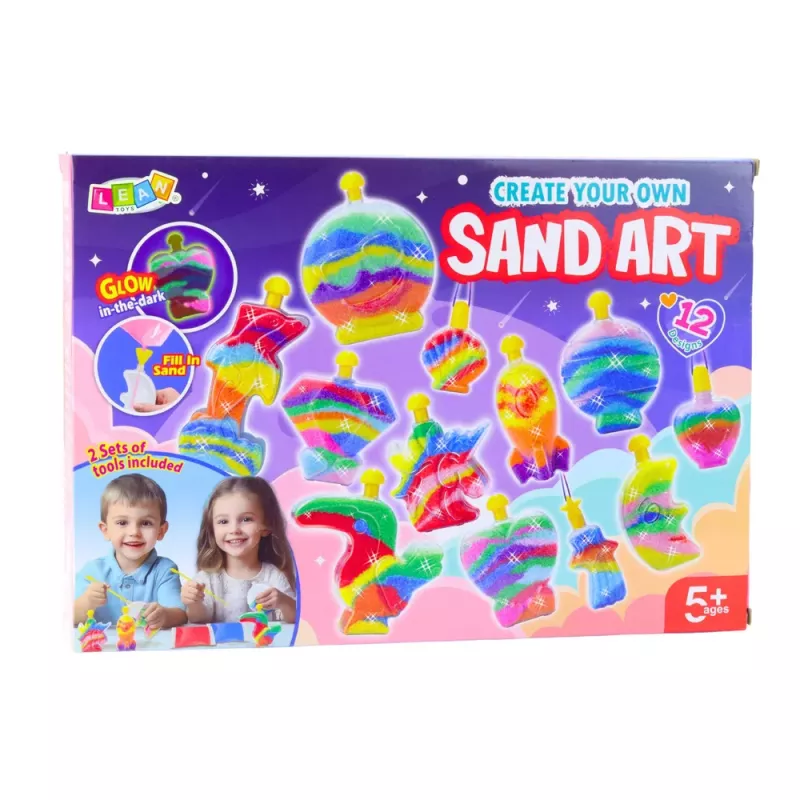 LEAN TOYS Kit criativo de areia mágica DIY com decorações de areia, areia luminosa
