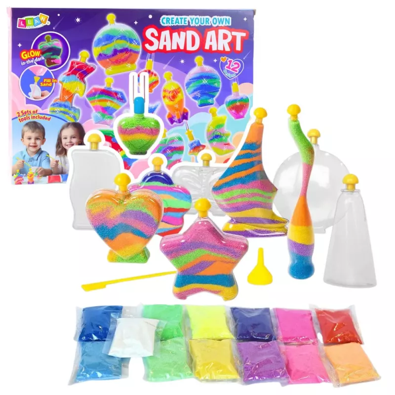 LEAN TOYS Kit criativo de areia mágica DIY com decorações de areia, areia luminosa