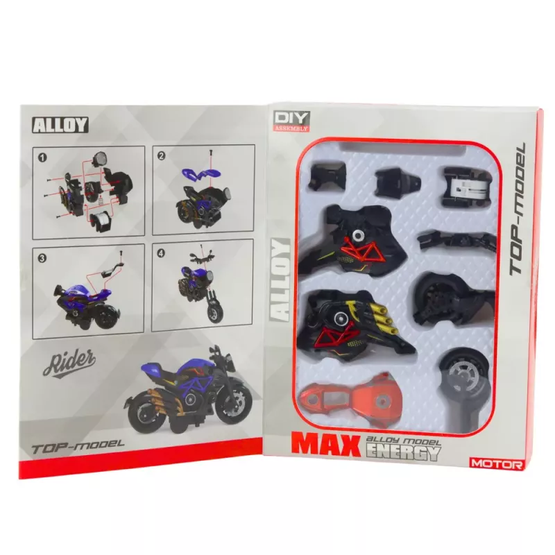 LEAN TOYS Mota para montar com parafusos, metal, 1:14, DIY, laranja