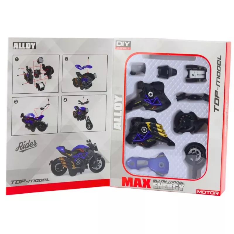 LEAN TOYS Kit de mota para montar com parafusos, metal, 1:14, DIY, preto e azul