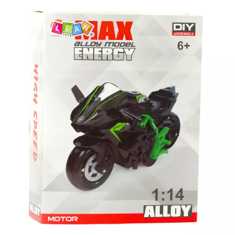 LEAN TOYS Mota para montar com parafusos, metal, 1:14, DIY, laranja e verde