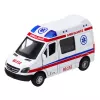 LEAN TOYS Ambulância de metal com motor pull-back, luzes e sons, branca, 1:32