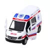 LEAN TOYS Ambulância de metal com motor pull-back, luzes e sons, branca, 1:32