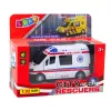LEAN TOYS Ambulância de metal com motor pull-back, luzes e sons, branca, 1:32
