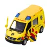 LEAN TOYS Ambulância de metal com motor pull-back, luzes e sons, amarela, 1:32