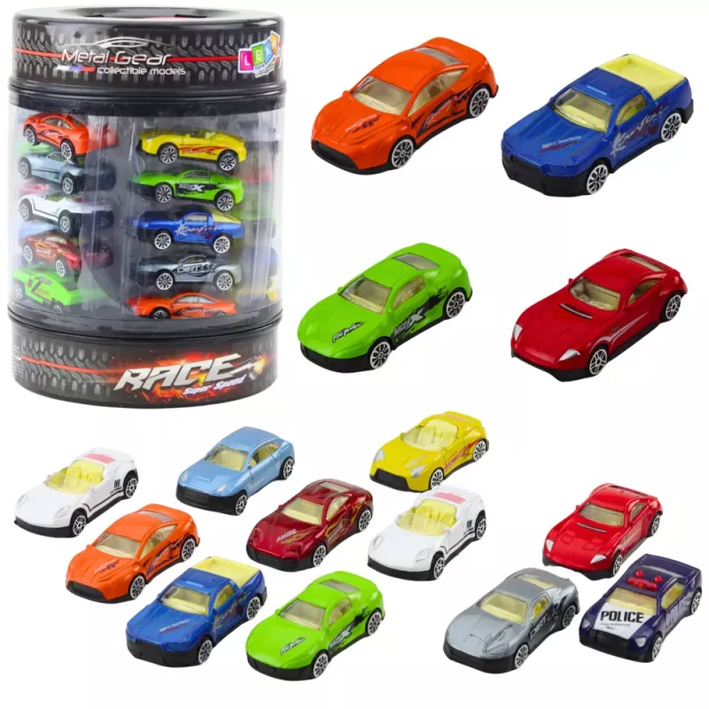 LEAN TOYS Conjunto de molas num tubo, carros desportivos modernos, 1:64