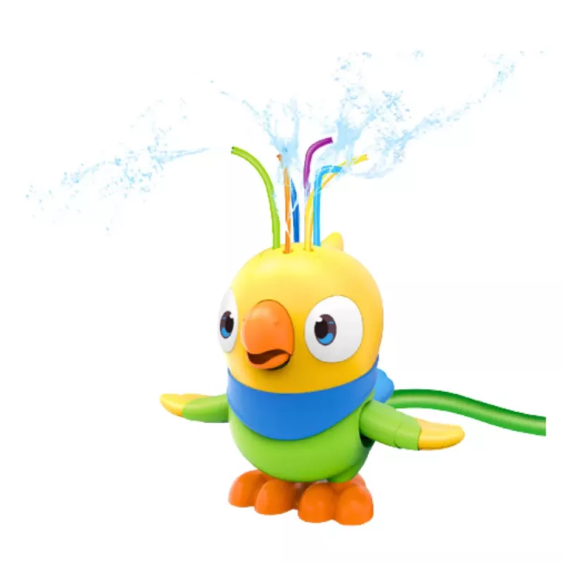LEAN TOYS Brinquedo de água fonte papagaio com elementos móveis, amarelo