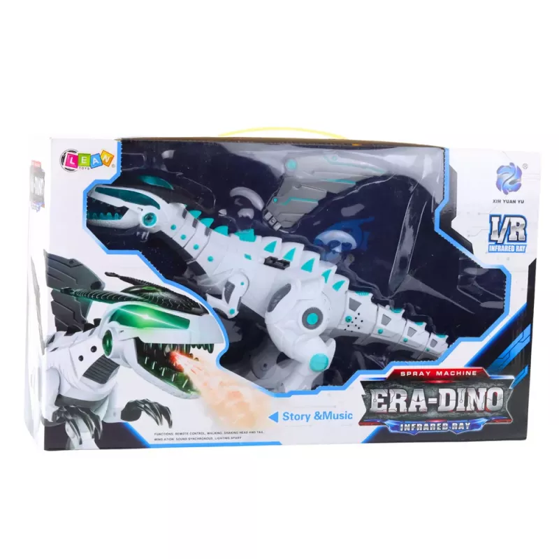 LEAN TOYS Robô dinossauro RC com controlo remoto, asas, luzes e sons, branco