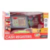 LEAN TOYS Caixa registadora para crianças com acessórios, cesto, fruta, luzes e sons, vermelha
