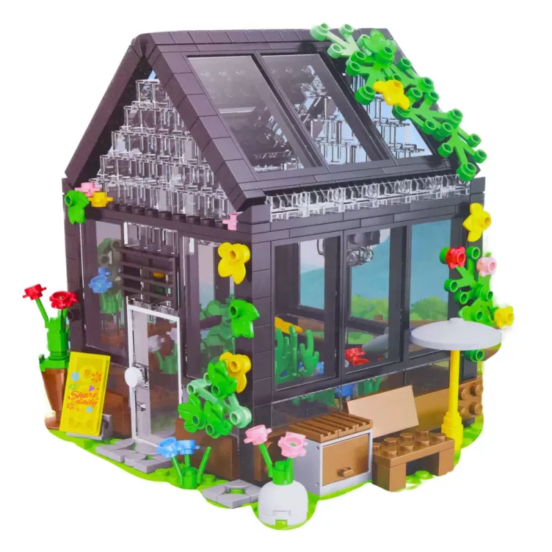 LEAN TOYS Estufa Mini Casa de Jardim Blocos 588 Peças
