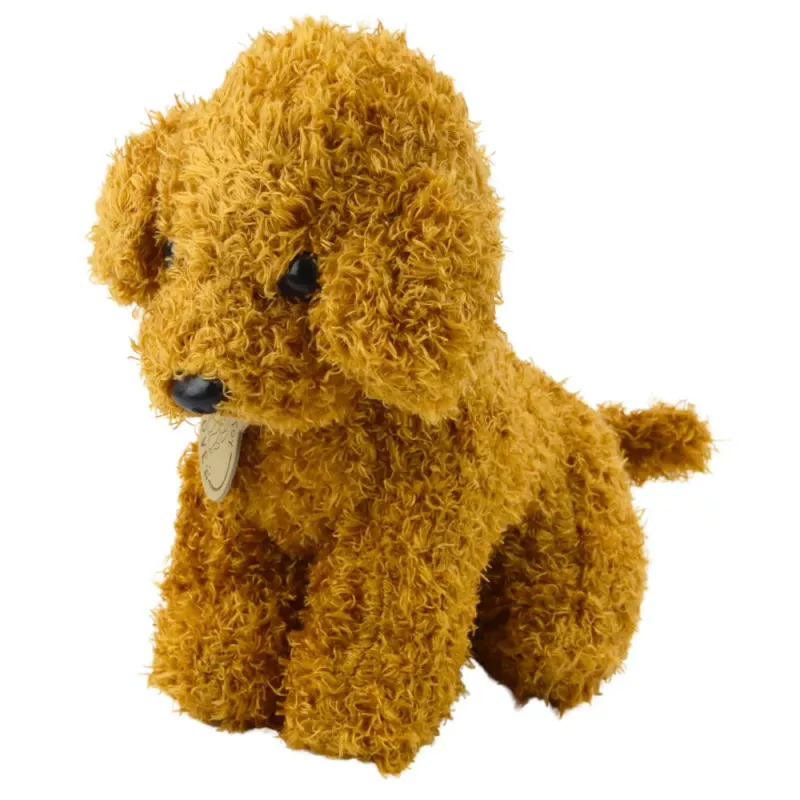 LEAN TOYS Cão Poodle em Saco de Velcro, Peluche, Castanho-claro