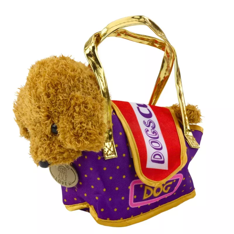 LEAN TOYS Cão Poodle em Saco de Velcro, Peluche, Castanho-claro