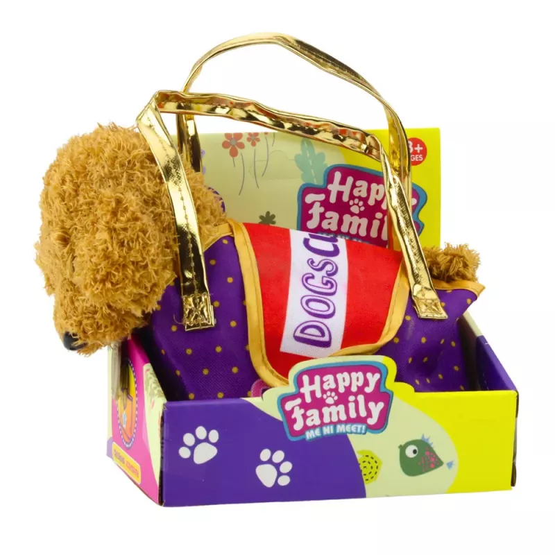 LEAN TOYS Cão Poodle em Saco de Velcro, Peluche, Castanho-claro