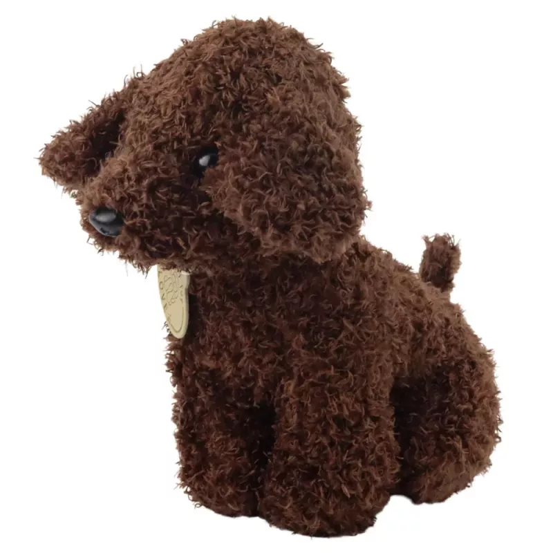 LEAN TOYS Cão Poodle em Saco de Velcro, Peluche, Castanho-escuro