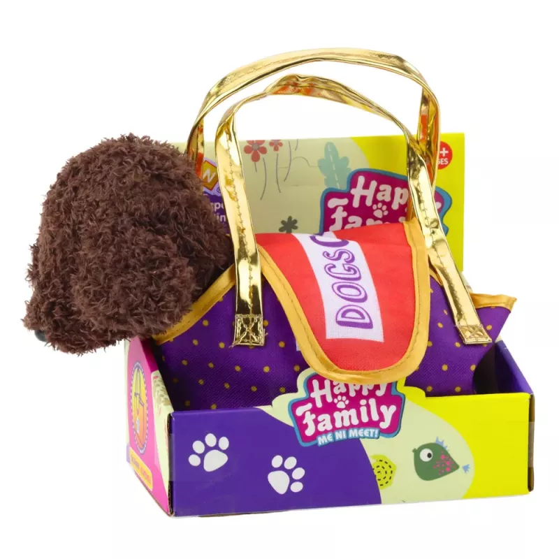 LEAN TOYS Cão Poodle em Saco de Velcro, Peluche, Castanho-escuro